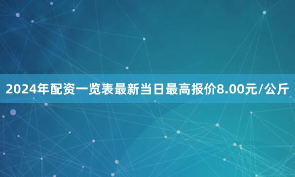 2024年配资一览表最新当日最高报价8.00元/公斤